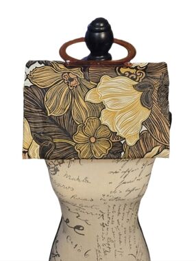 Vintage 60s/70s Floral Tote Bag with Amber Handles - Women Bags